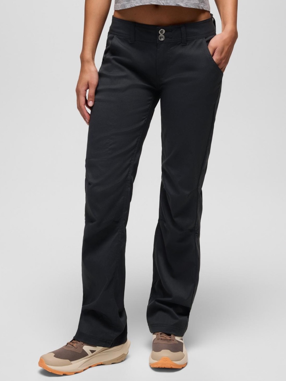 Prana Halle Roll Up Hiking Pants Size 10 Black Perfromance Activewear Outdoors